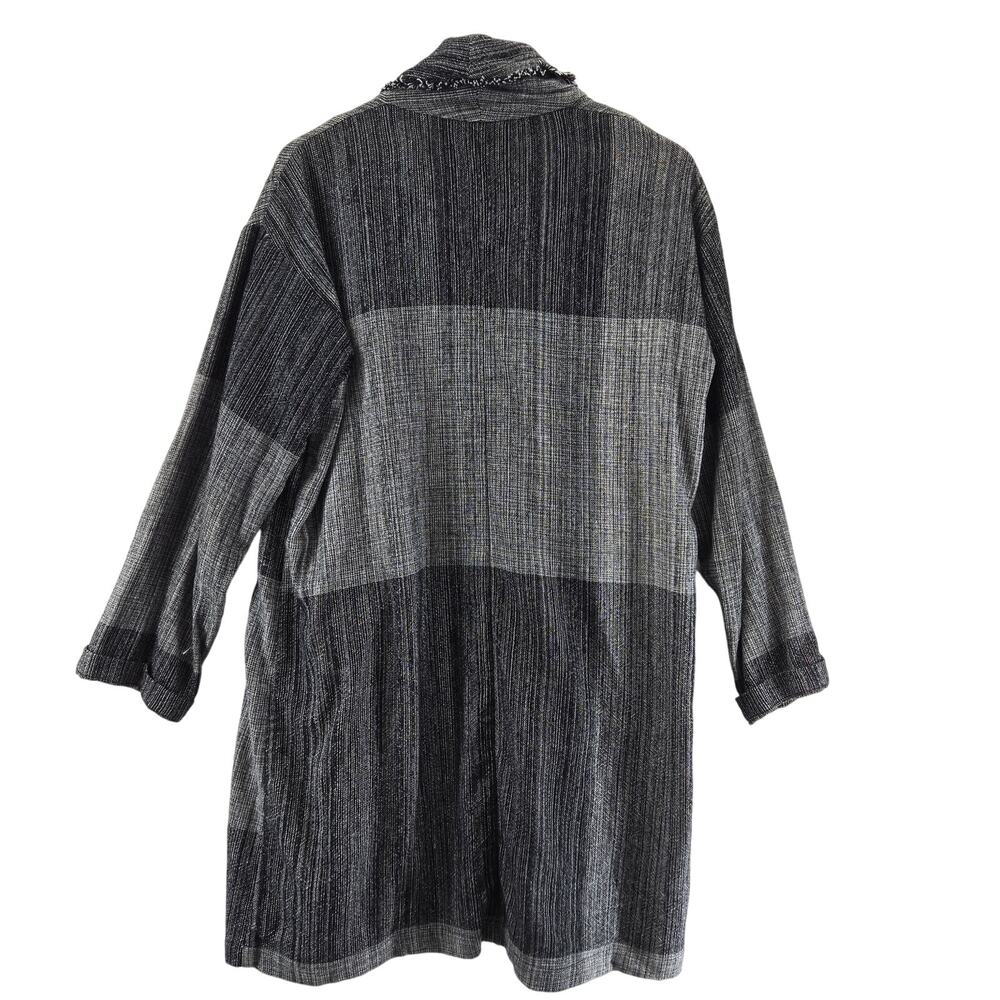 Eileen Fisher Long Cardigan Sweater Small Medium Black Gray Organic Cotton - Picture 3 of 9